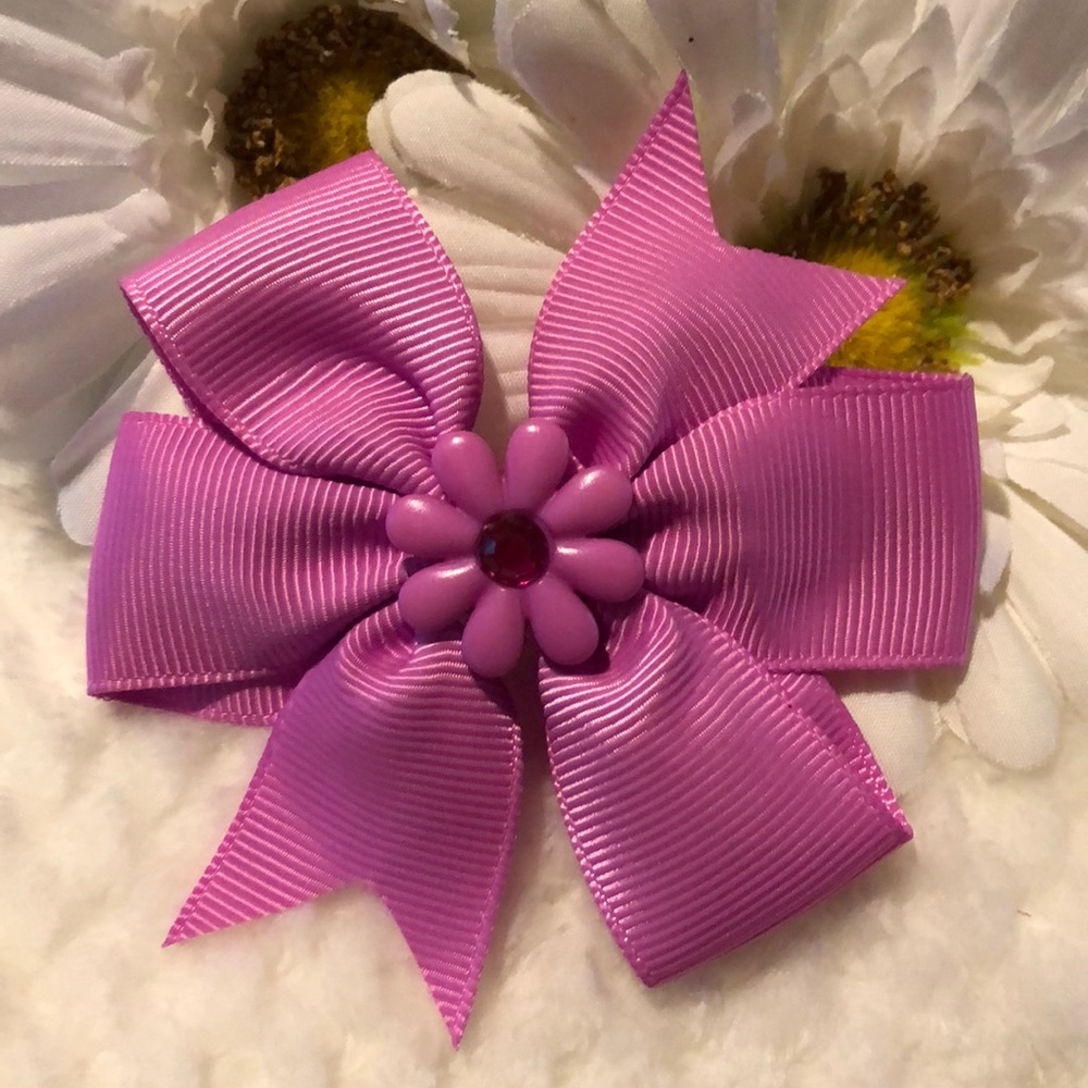 🌸3/$9🌸 Handmade Lilac Flower Rhinestone Hairbow